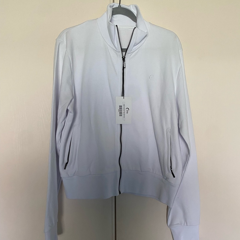 ZYIA White French Terry Zipper Jacket